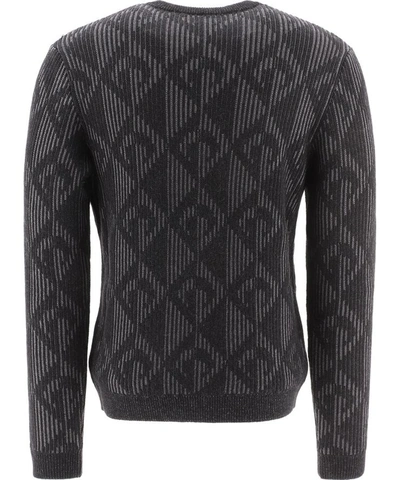 Shop Marine Serre "optical Jacquard Chunky" Sweater In Black  