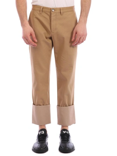 Shop Loewe Chino Turn Up Trousers In Beige