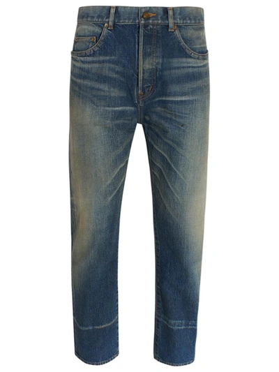 Shop Saint Laurent Jeans Straight Blu In Blue