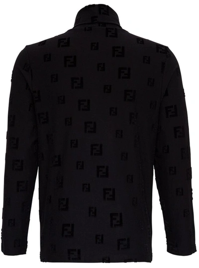 Shop Fendi Cotton Sweater With Allover Ff Logo In Black