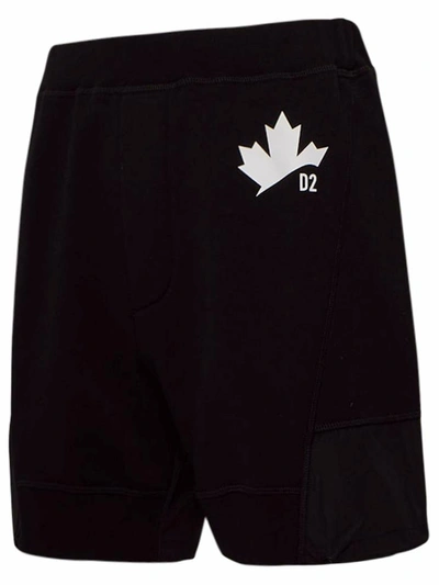 Shop Dsquared2 Black D2 Leaf Shorts