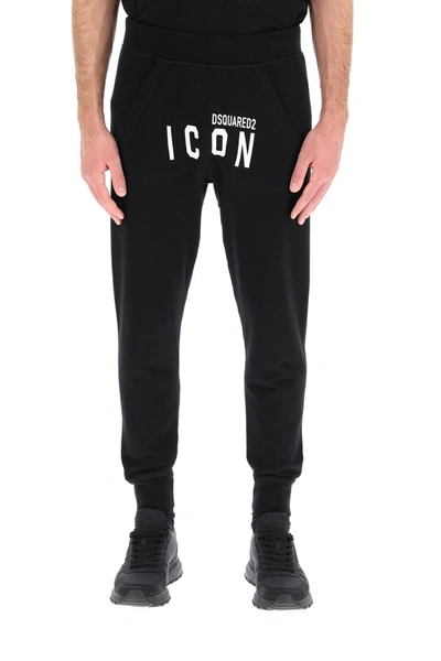 Shop Dsquared2 Icon Logo Sweatpants In Black White