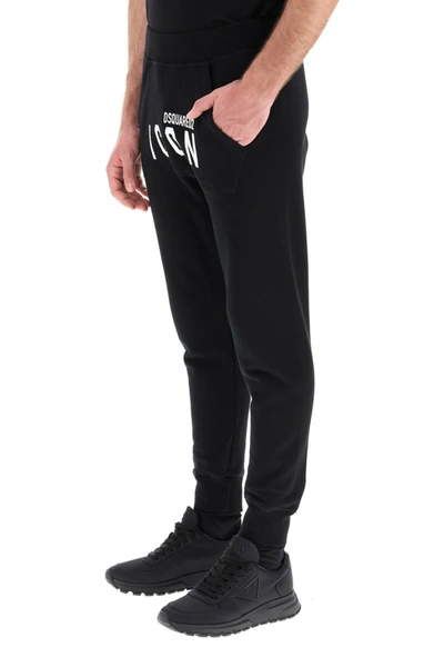 Shop Dsquared2 Icon Logo Sweatpants In Black White