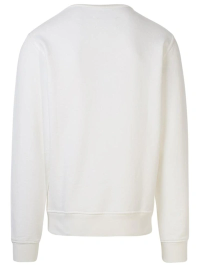 Shop Maison Margiela Felpa Girocollo Logo Bianca In White