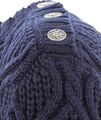 Shop Balmain Cable-knit Wool Sweater In Blue