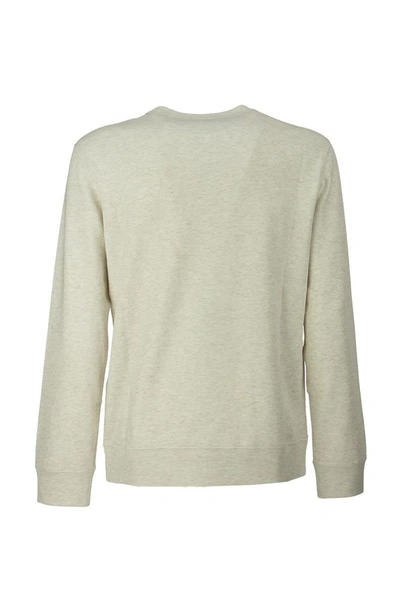 Shop Brunello Cucinelli Comfort Cotton French Terry Sweatshirt With Embroidery In Ecru