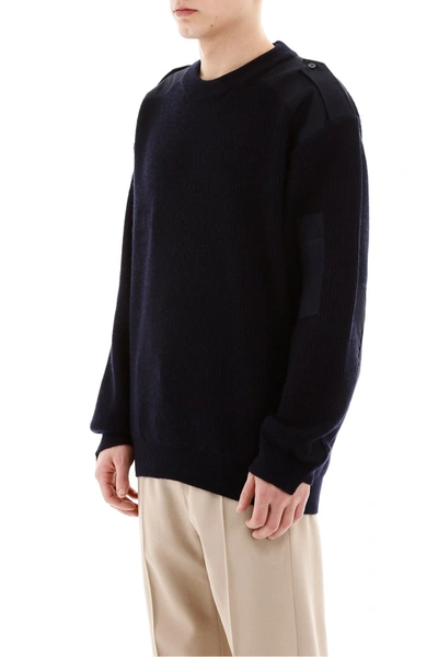Shop Balenciaga Pullover With Cotton Inserts In Navy