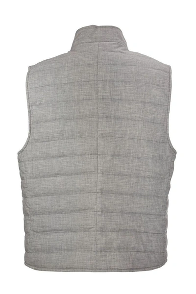 Shop Brunello Cucinelli Cotton Lightweight Down Vest In Pearl Grey