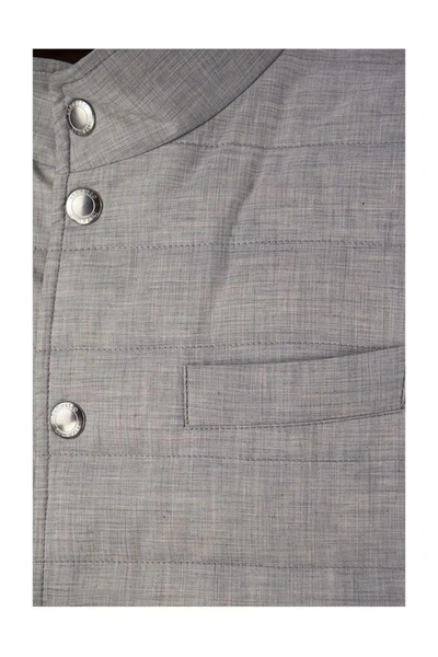 Shop Brunello Cucinelli Cotton Lightweight Down Vest In Pearl Grey