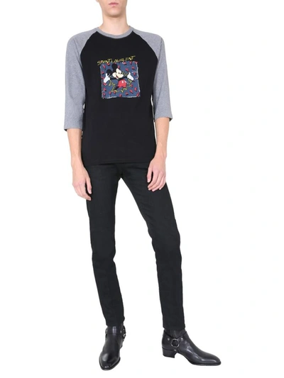 Shop Saint Laurent Crew Neck T-shirt In Black