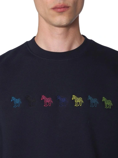 Shop Ps By Paul Smith Sweatshirt With Embroidered Zebra In Blue