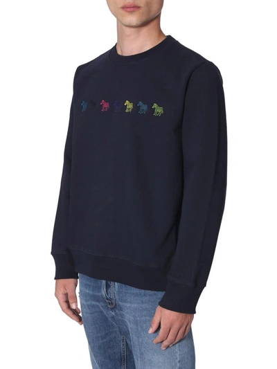 Shop Ps By Paul Smith Sweatshirt With Embroidered Zebra In Blue