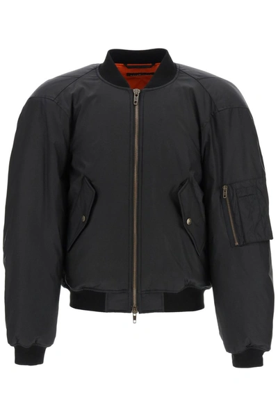 Shop Balenciaga Steroid Nylon Bomber Jacket In Black