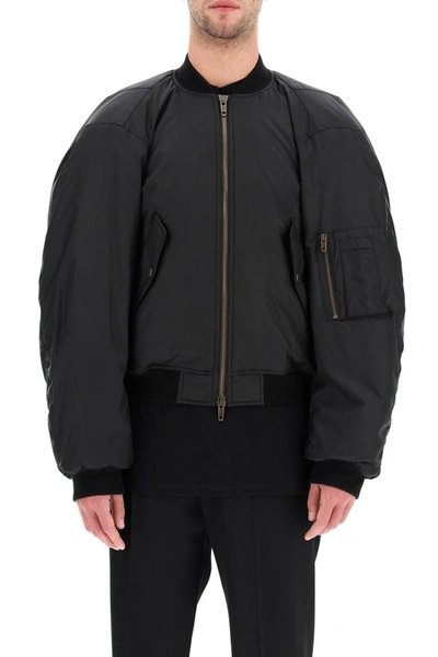 Shop Balenciaga Steroid Nylon Bomber Jacket In Black