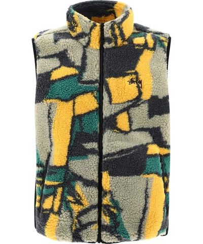 Stüssy Block Sherpa Waistcoat In Green