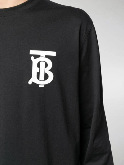 Shop Burberry Jerseyy Long Sleeve Tee With Monogram Print In Black