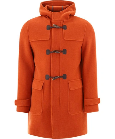 Shop Herno Hooded Wool Coat In Orange