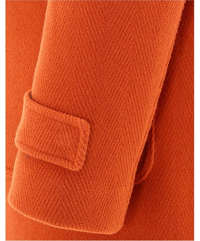 Shop Herno Hooded Wool Coat In Orange