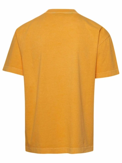 Shop Palm Angels Yellow T-shirt Vintage Wash Curved