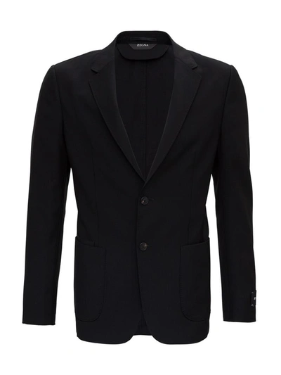Shop Z Zegna Slim Fit Techmerino™ Wash&go Jacket In Black