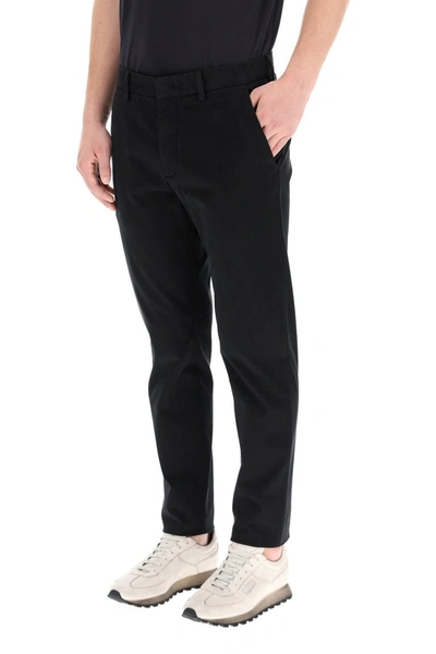 Shop Z Zegna Slim Fit Chino Trousers In Nero Unito