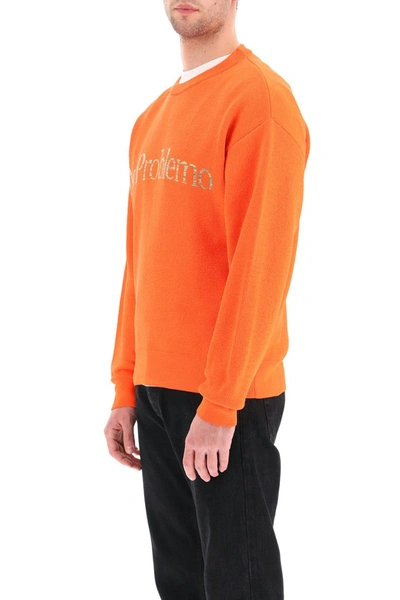 Shop Aries Space Dye No Problemo Sweater In Orange