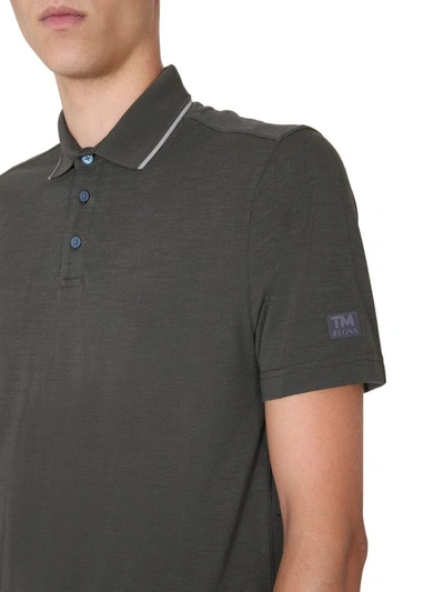 Shop Z Zegna Polo With Logo In Green