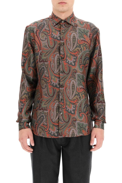 Shop Etro Floral Paisley Print Silk Shirt In Multi