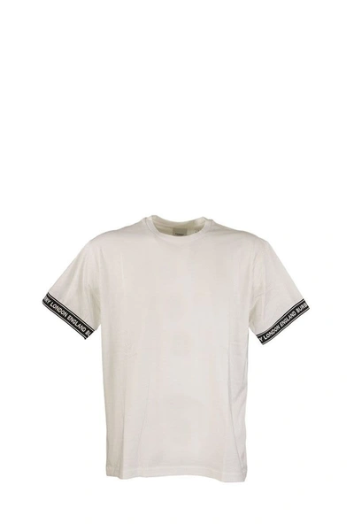 Shop Burberry Logo Tape Cotton Oversized T-shirt Teslow White