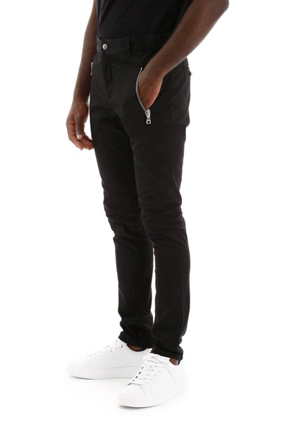 Shop Balmain Slim Chino Pants In Noir