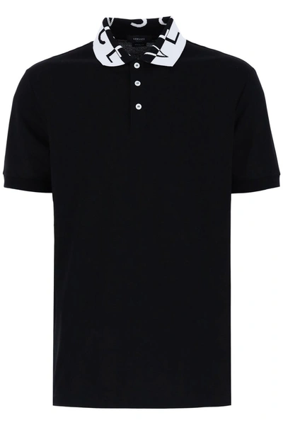 Shop Versace Polo Shirt With Logo In Nero
