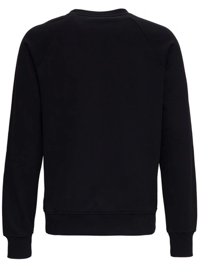 Shop Balmain Cotton Sweatshirt With Front Logo Print In Black