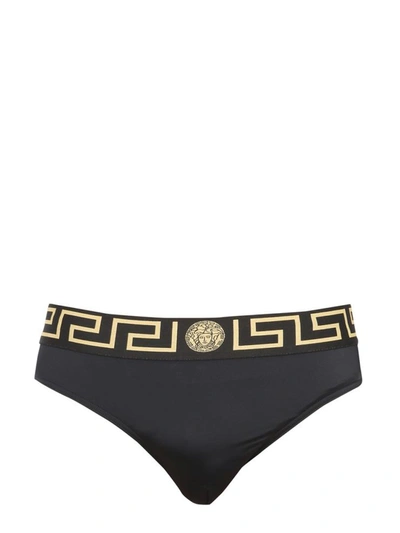 Shop Versace Slip Swimsuit In Black