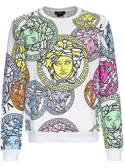 Shop Versace Sweatshirt With Medusa Amplified Print In White