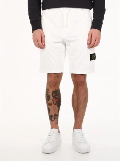 Shop Stone Island Jogging Bermuda Shorts White