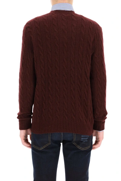 Shop Polo Ralph Lauren Sweater Embroidered Pony In Aged Wine Heather (dark Red)