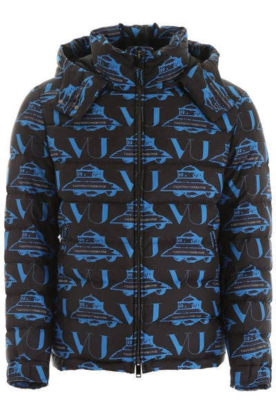 Valentino X Undercover Ufo Padded Shell Coat In Black Blue | ModeSens