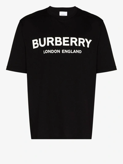 Shop Burberry Letchford Short Sleeves Front Logo Tee In Black