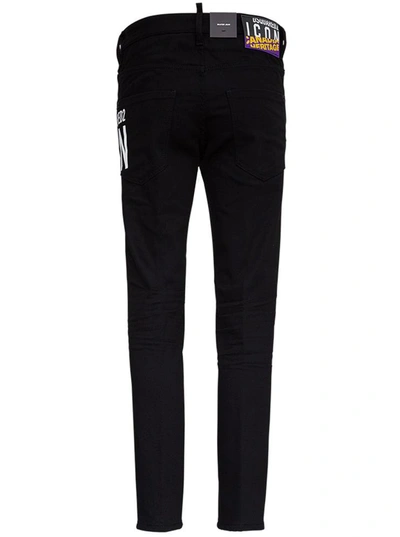 Shop Dsquared2 Cotton Jeans With Icon Print In Black