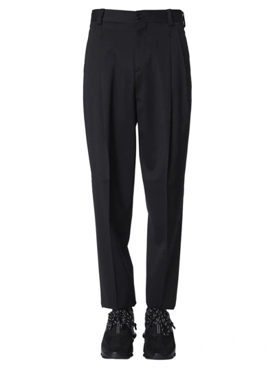 Shop Versace High-waist Trousers In Black