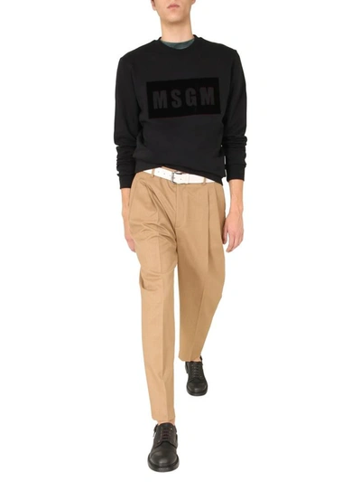 Shop Msgm Crew Neck Sweatshirt In Black