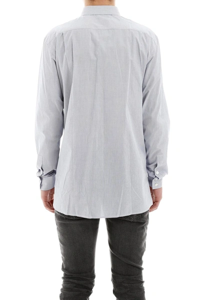 Shop Balmain Striped Shirt With Logo In Bleu Blanc