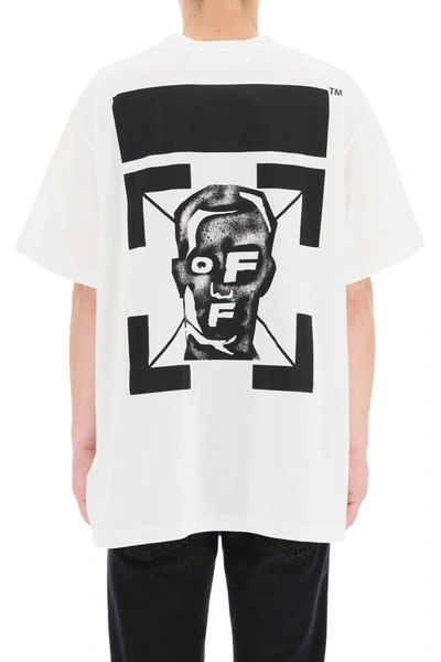 Shop Off-white Masked Face Print T-shirt In White Black
