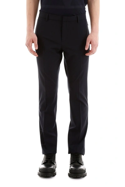 Shop Valentino Vlogo Classic Trousers In Navy Navy