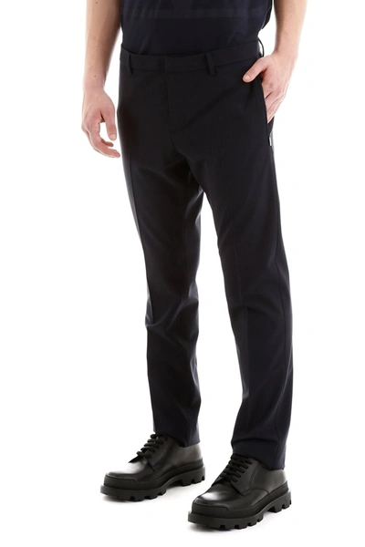 Shop Valentino Vlogo Classic Trousers In Navy Navy