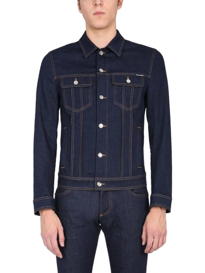 Shop Dolce & Gabbana Stretch Denim Jacket In Blue