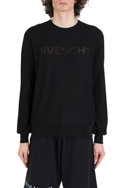 Shop Givenchy Pull With Perforated Logo In Black
