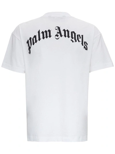 Shop Palm Angels Jersey T-shirt With Crocodile Print In White