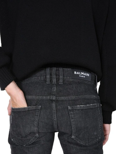 Shop Balmain Vintage Distressed Jeans In Black
