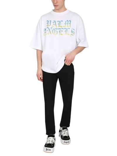 Shop Palm Angels Crew Neck T-shirt In White